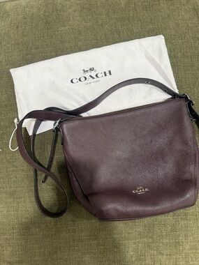 Coach Signature Pebbled Leather Shoulder Bag in Wine